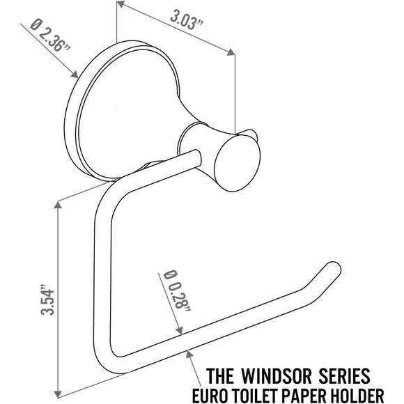 Euro Wall Mounted Toilet Paper Holder Matte Black Single Post - Picture 2 of 4